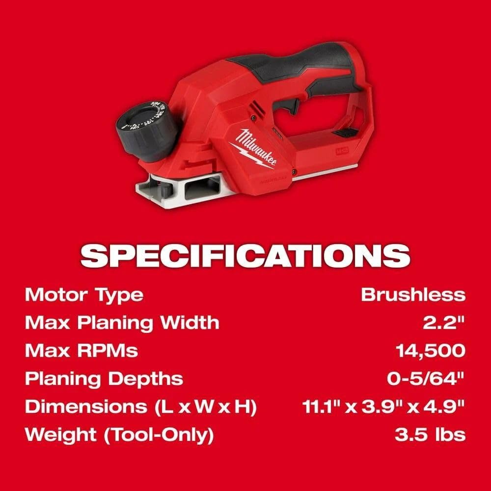 MILWAUKEE 2524-20 M12 Cepilladora de 2 pulgadas sin escobillas (2524-20)