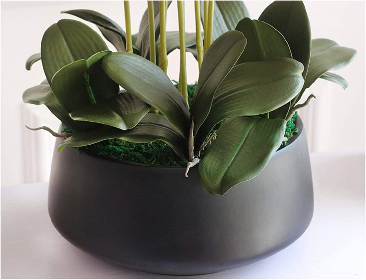 Orchidée Artificielle avec jardinière en Porcelaine Fleurs de phalaenopsis artificielles 10 Fausses orchidées artificielles 65 cm Fleurs artificielles