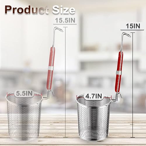 Miniatura 3 de Tenta Kitchen - Cesta de pasta de acero inoxidable microperforada de malla para araña, colador de fideos para masa, colador de malla fina para