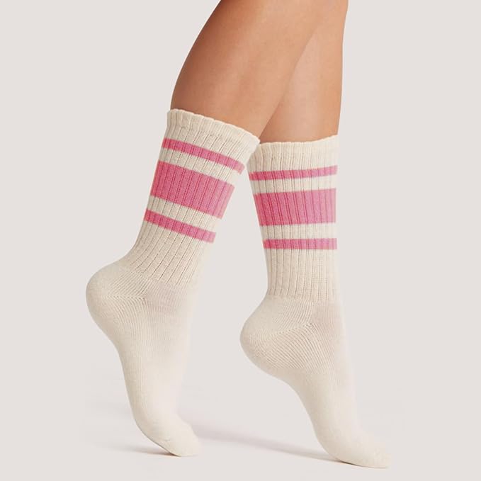 Medias Crew Retro Rayadas Mujer Algodón Multicolor miniatura 3