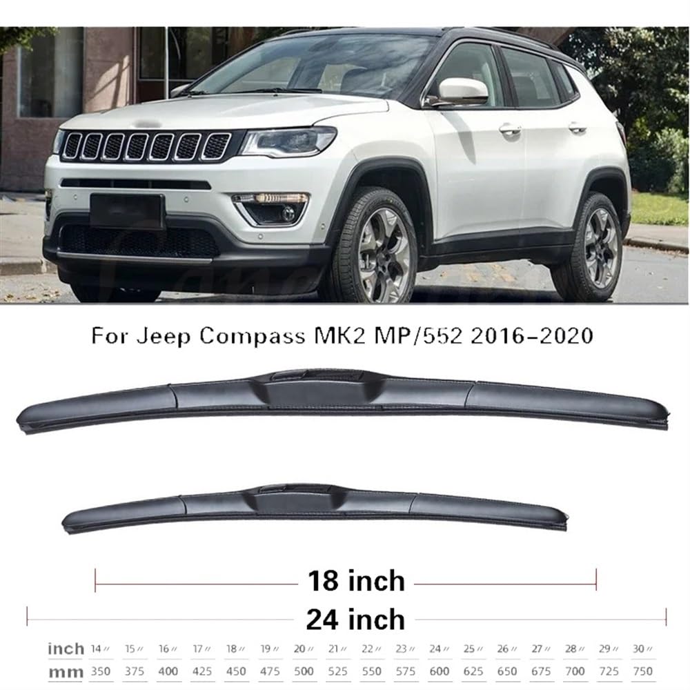 Compatibile con Jeep Compass MK2 MP/552 2016-2020 Tergicristalli anteriori posteriori Decespugliatori Accessori J Hook 2016 2017 2018 2019 2020