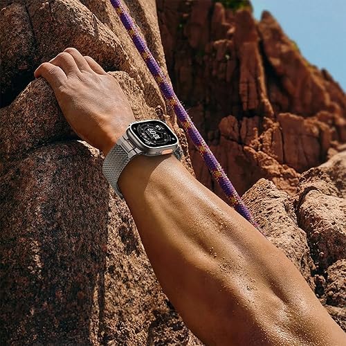 Croiky Milanese Loop Stainless Steel Strap for Apple Watch Titanium - Image 2