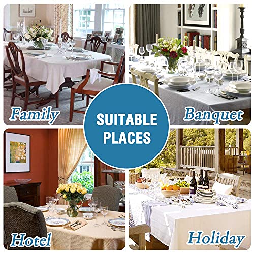 H.VERSAILTEX Linen Textured Table Cloths Round 70 Inch Premium Solid Tablecloth Spill-Proof Waterproof Table Cover for Dining Buffet Feature Extra Soft and Thick Fabric Wrinkle Free, Aqua by H.VERSAILTEX - Image 6