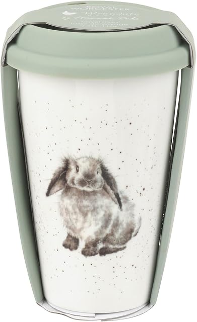 Portmeirion Home & Gifts WNLS78753-XW Wrendale Travel Mug (Rabbit), Bone China, Multi Coloured, 16.5 x 16.5 x 15 cm