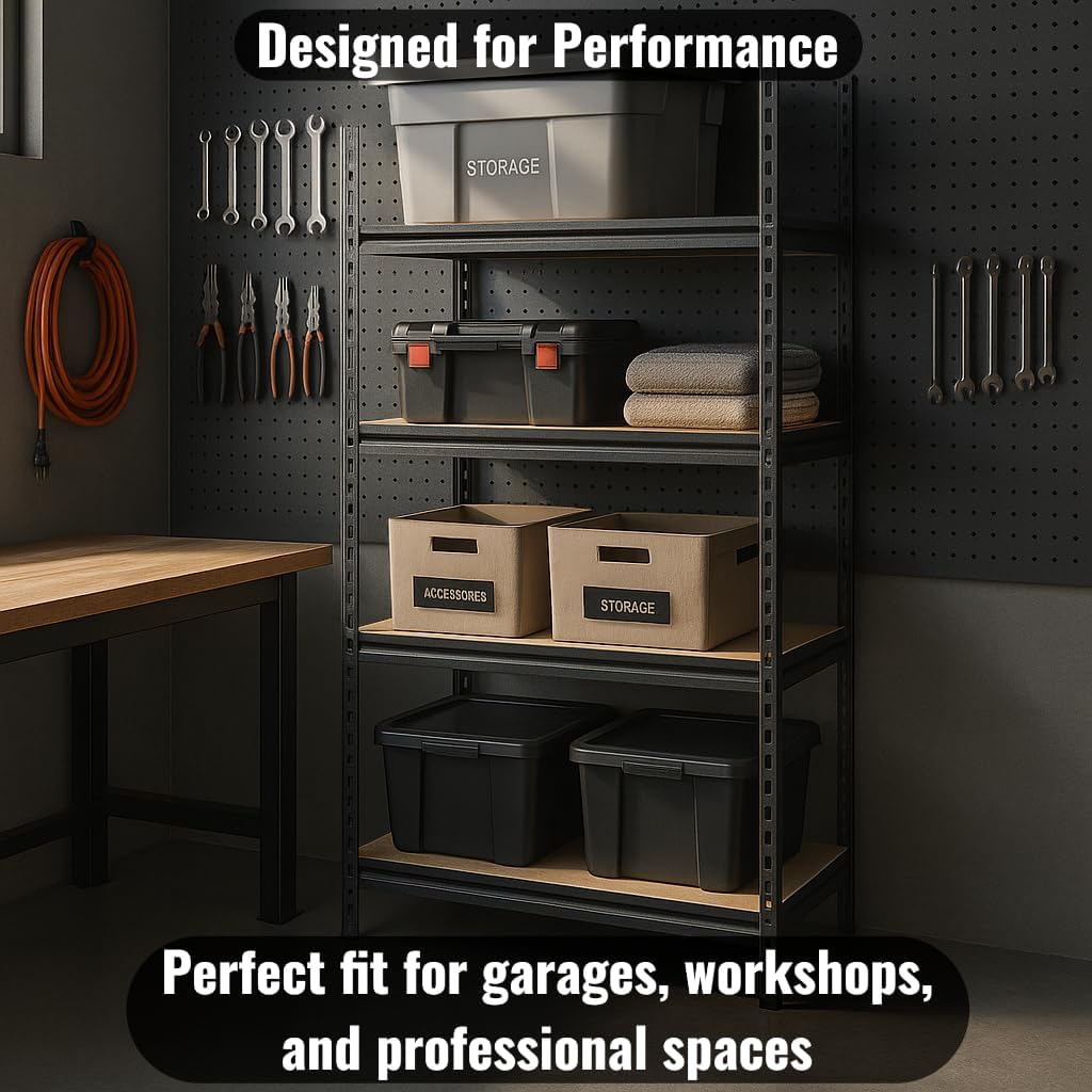 18" x 36" x 72" Boltless Industrial Shelving Unit Z-Beam Design with 5 Shelf, Heavy-Duty Steel Frame and Particleboard Shelves, 800 lb Capacity per Shelf