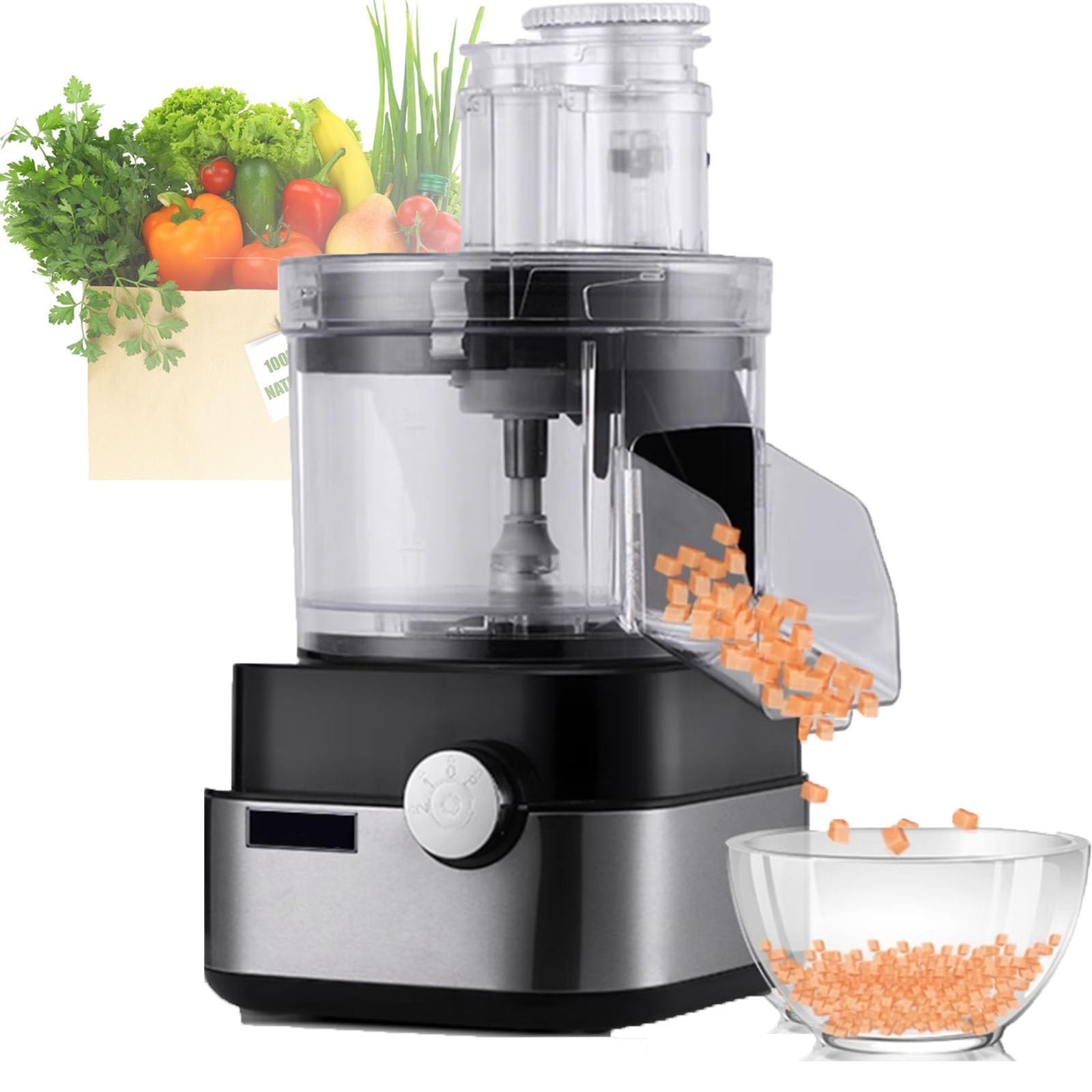 Mandolina per Verdure Professionale, Tritaverdure Elettrico A Cubetti con Griglia A 5 Cubetti, capacità 5000 Ml, Tritaverdure per Frutta E Verdura, Tritaverdure per Casa/Commerciale
