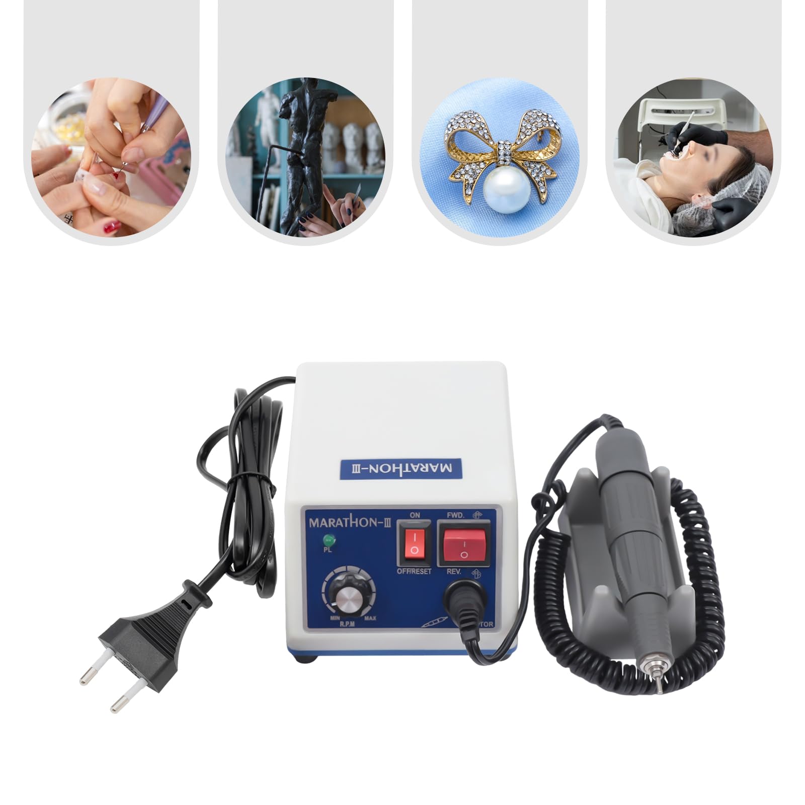 Micromoteur de laboratoire 0-35000 tr/min, 0-35000 tr/min Micromoteur électrique, Micromoteur de polissage avec interrupteurs positif et négatif et pédale, poignée amovible, adapté au polissage et au