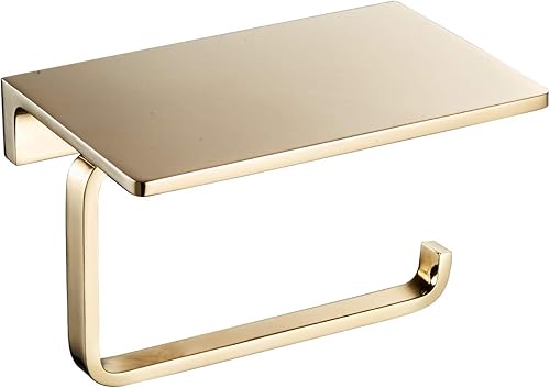 Miniatura 1 de Soporte de papel higiénico para baño, latón macizo y soporte de rollo de papel de hotel superior con almacenamiento de teléfono celular, acabado