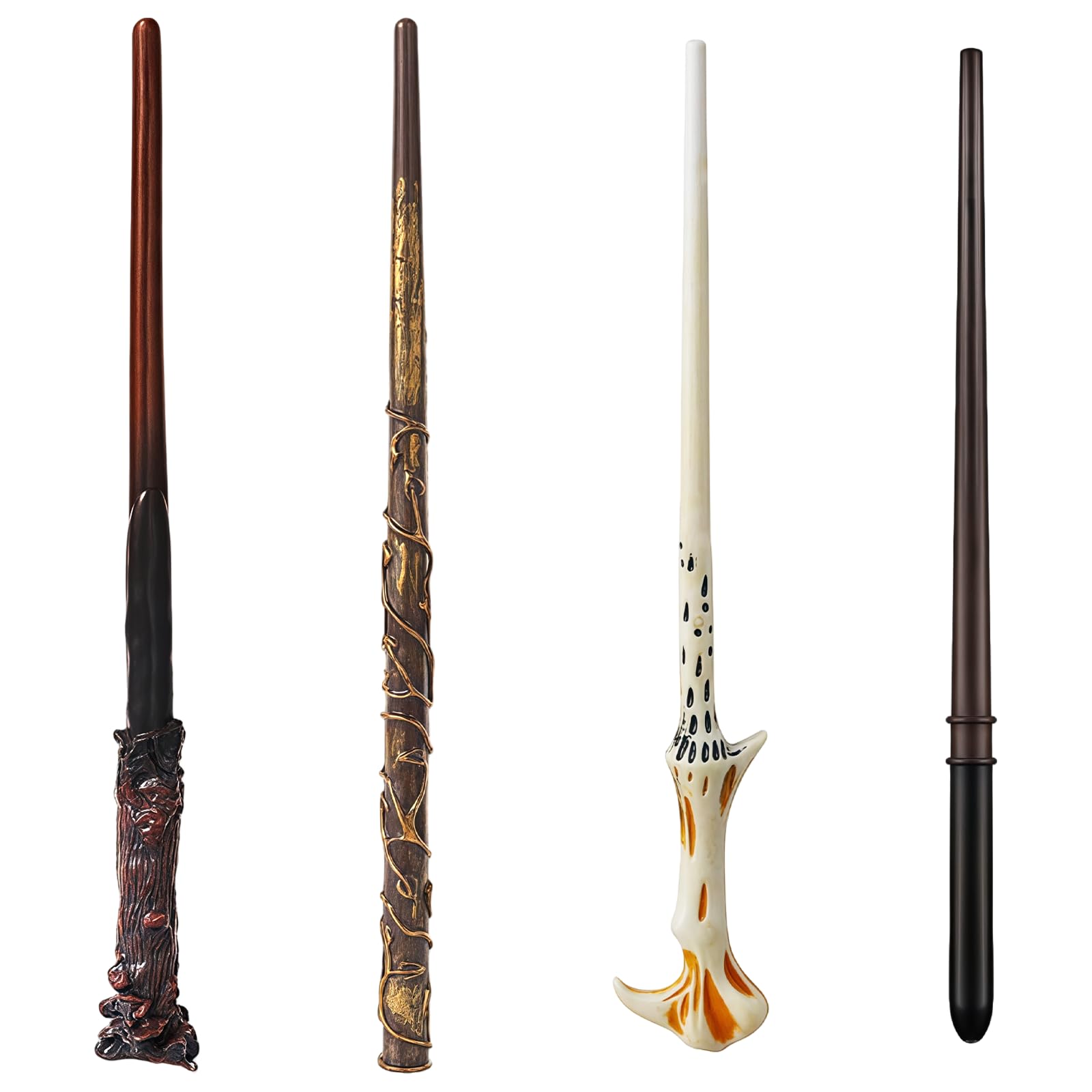 JUFYVO 4 Pcs Magic Wand Witches Wizard Wands Sorcerer's Apprentices Props Plastic Decoration Halloween Dress Up Accessory Authentic Details Toys for Pretend Play Carnival Birthdays