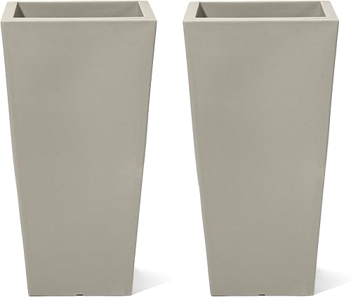 Miniatura 17 de Step2 Tremont - Macetero redondo cónico alto, macetas grandes para plantas al aire libre, jardinería y maceta para patio o porche, drenaje Negro