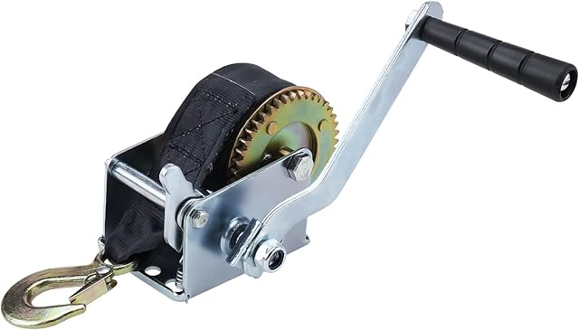 BOOMSTART Heavy Duty Hand Winch, 600lbs 270 kg Manual Winch with 6m Strap, Pulling Lifting Loading Tool for Boat Trailers Trucks Pickups Caravan