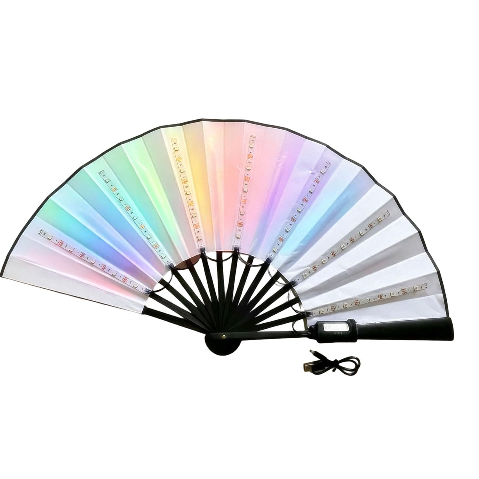 Jazuaiao Colorful LED Bright Hand Fan Constructed of Strong ABS for Nighttime Parties Wedding LED Fan