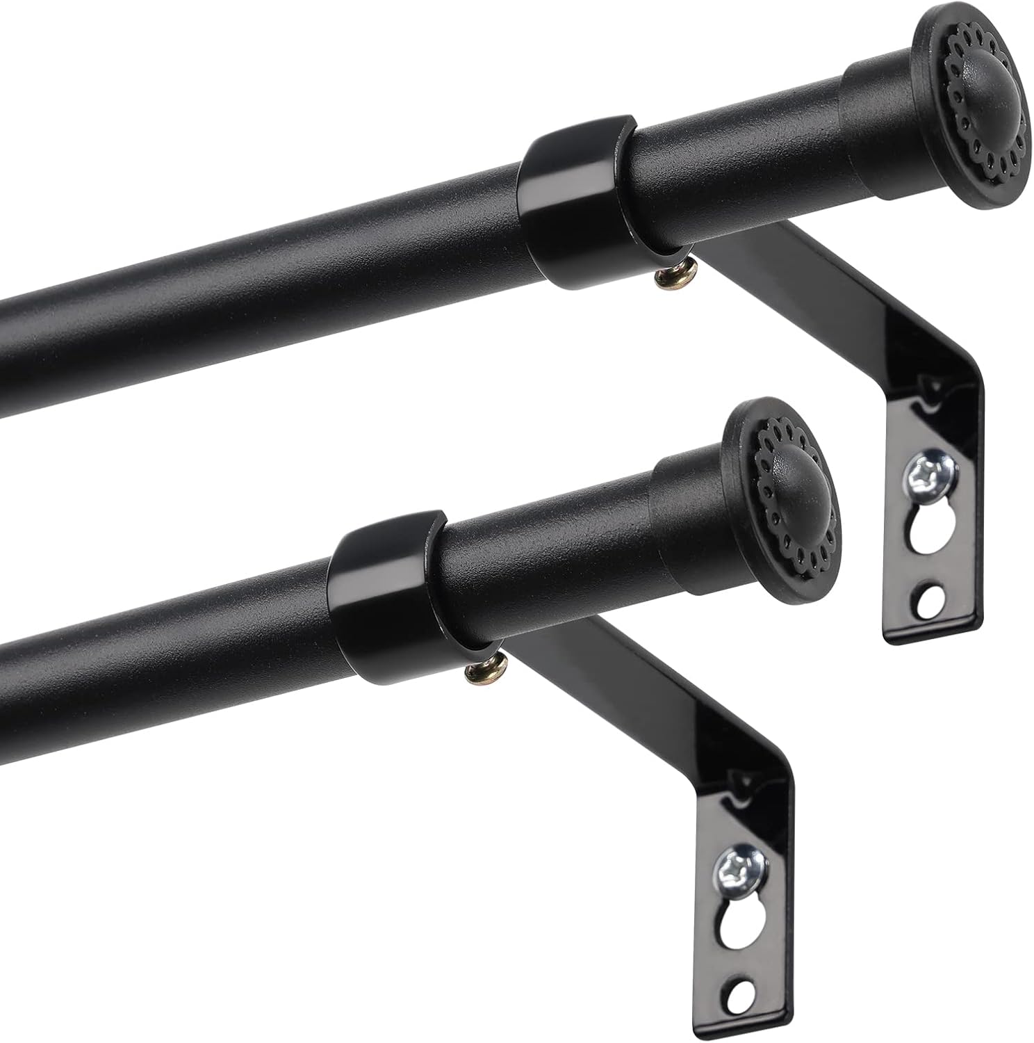 Curtain Rods 2 Pack, Matte Black Curtain Rods for Windows