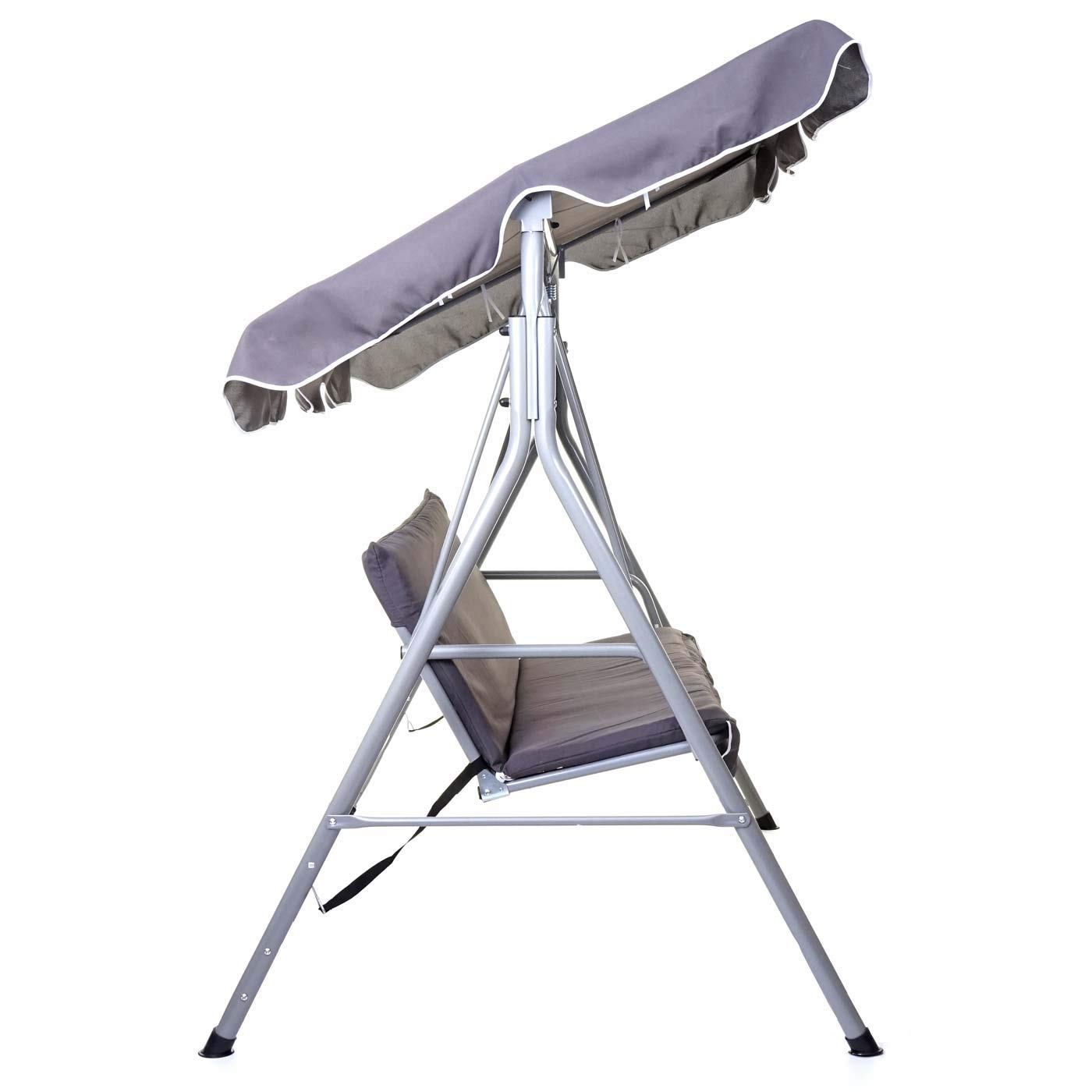 Mendler Hollywoodschaukel HWC-D61, Gartenschaukel Hängeschaukel Banco, de 3 plazas UV 50+ verstellbares Techo 197x185 cm, Gris Oscuro