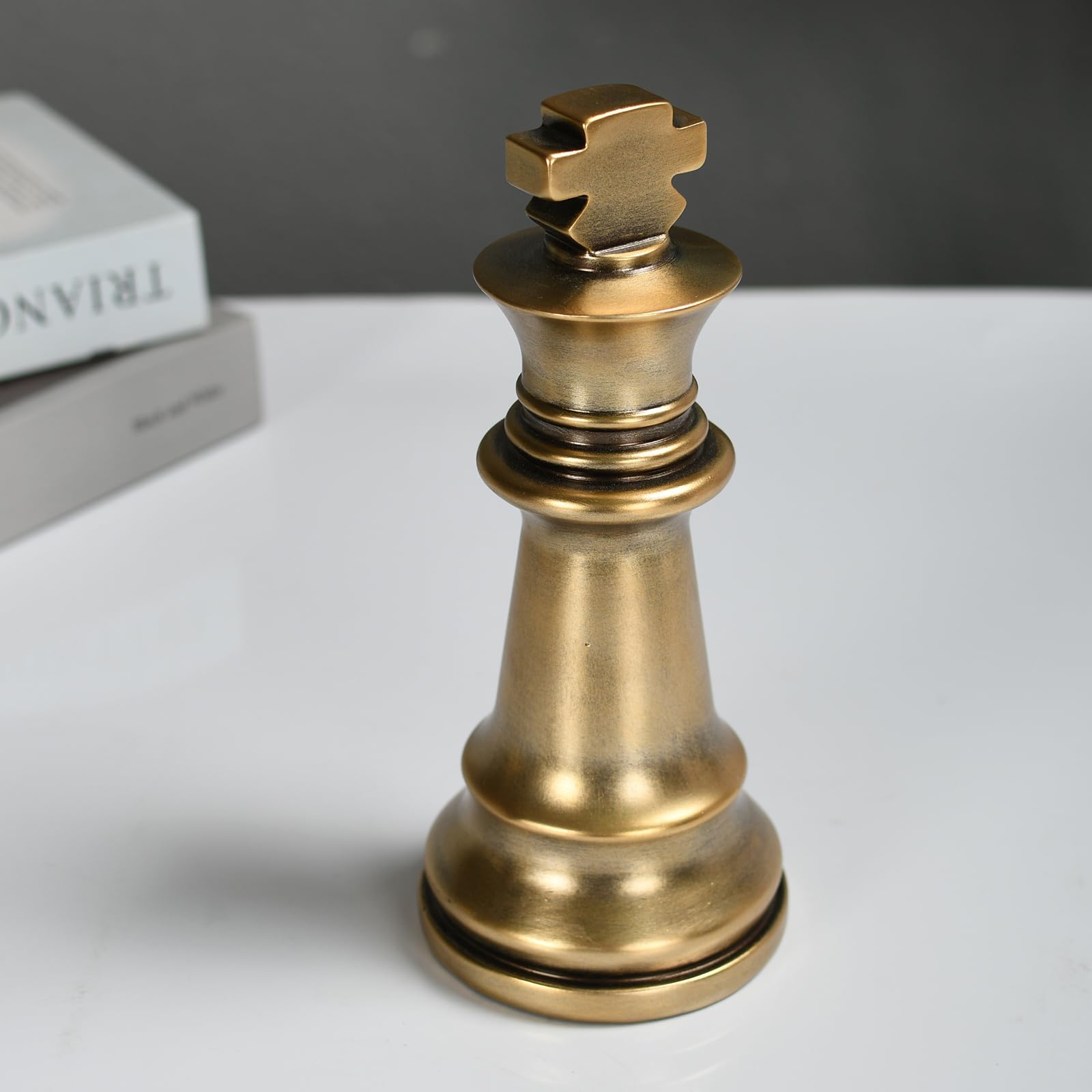 Decoración de ajedrez King – Majestic King & Queen, intrincadamente detalladas, esculturas de decoración del hogar atemporales, adornos de ajedrez internacionales hechos a mano 7
