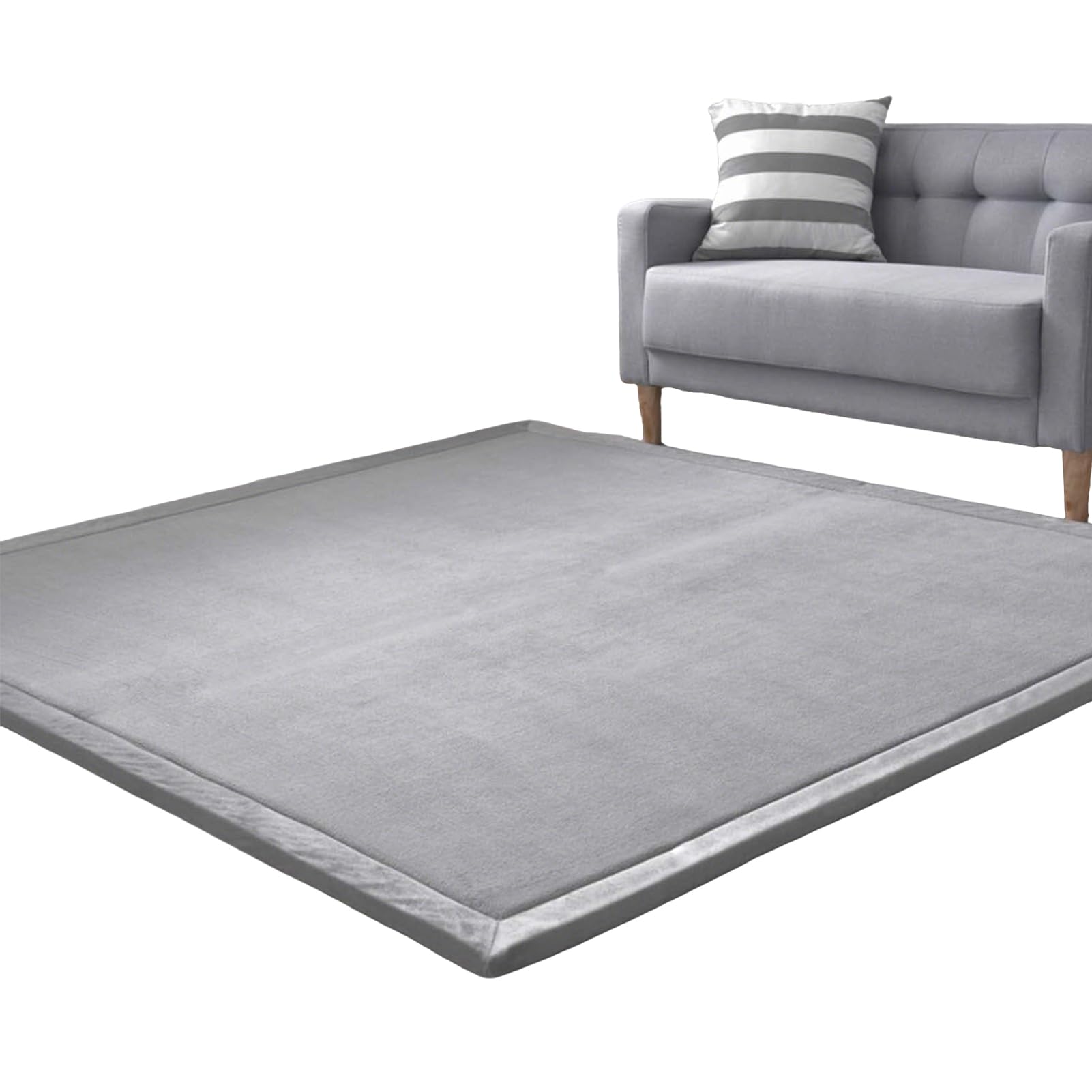 Baby Crawling Mat, Memory Foam Rug Large Nursery Play Mat 3cm Thick Area Rug Coral Velvet Rug for Tatami, Living Room, Bedroom, Non-Slip Playmats Activity Floor Mat for Babies Grey 190 x 320 cm