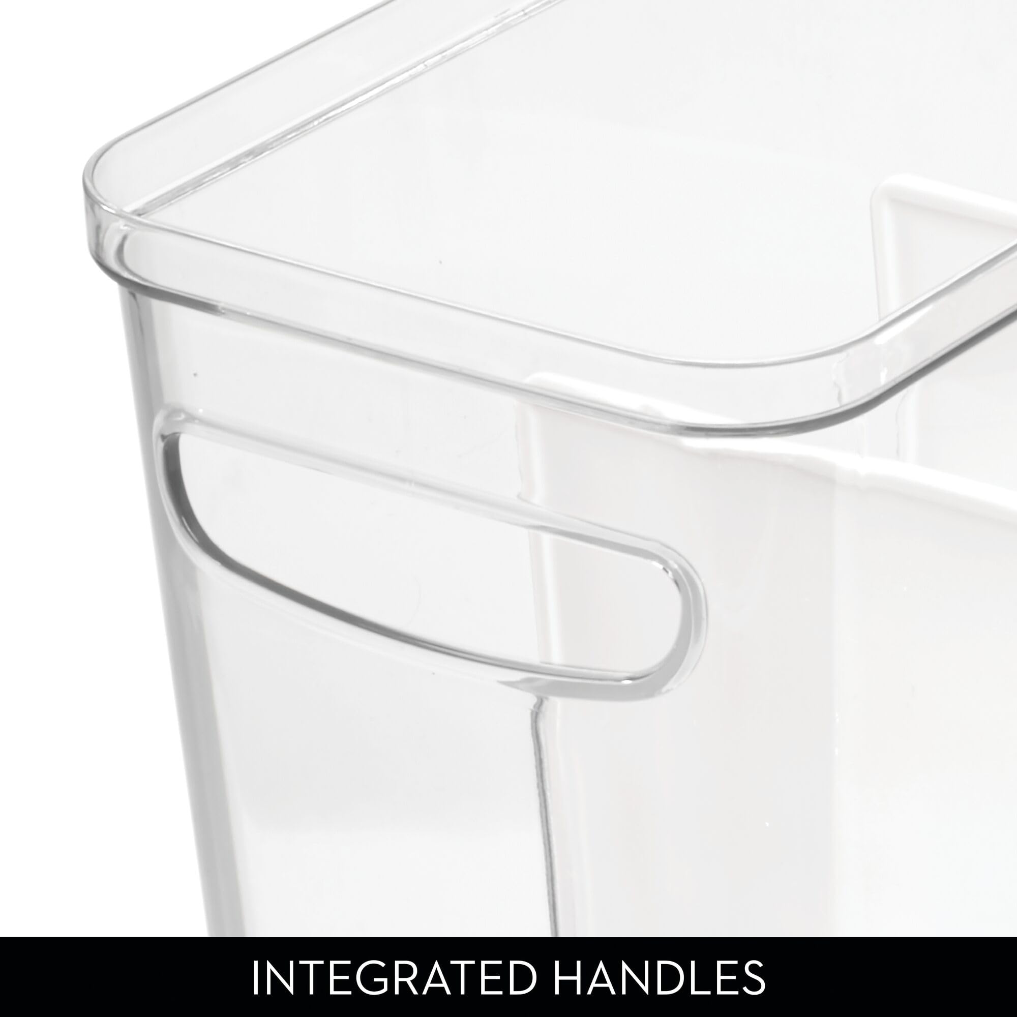 iDesign - Set di 4 contenitori per dispensa con 3 sezioni divise, colore: trasparente/bianco opaco