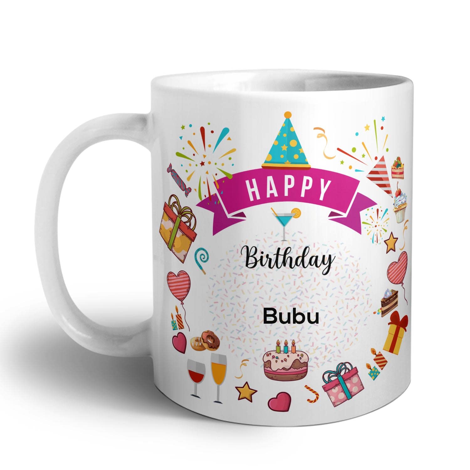 ASHVAH Happy Birthday Bubu Ceramic Coffee Mug - Best Birthday Gift for Son, Brother, Boyfriend, Husband, Return Gift - Color - White, Name -Bubu