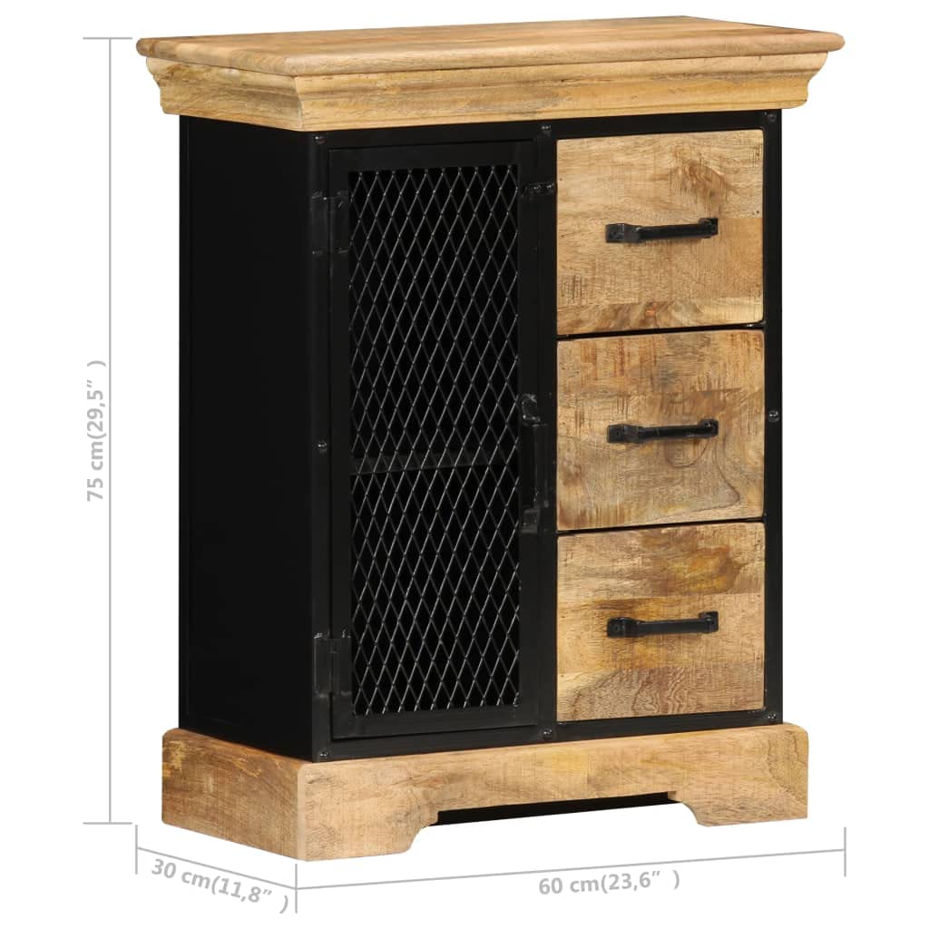 Kredens 60 x 30 x 75 cm z litego drewna mango, komoda na korytarz, szafka komodowa, szafka na pranie do sypialni
