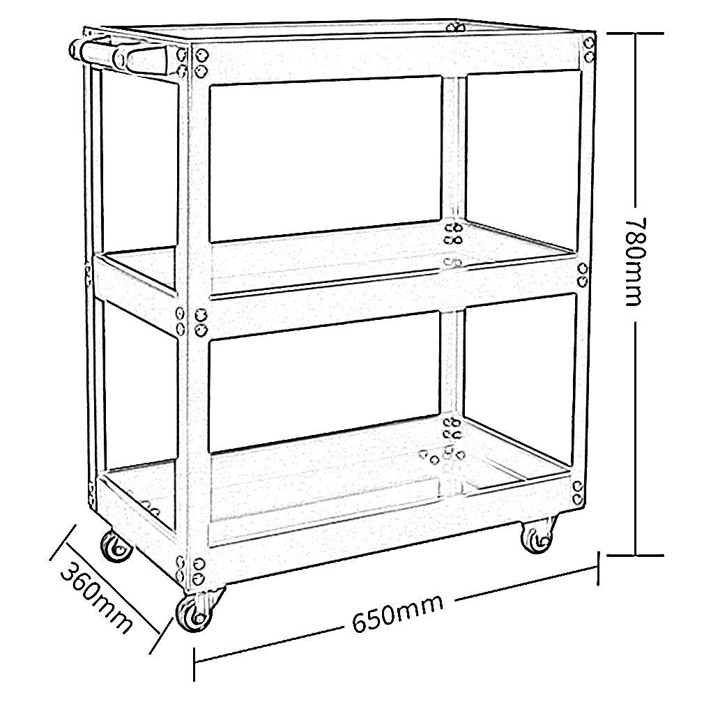 Carrello portautensili resistente – 3 ripiani multifunzione con capacità di carico di 100 kg per riparazione auto e uso utile