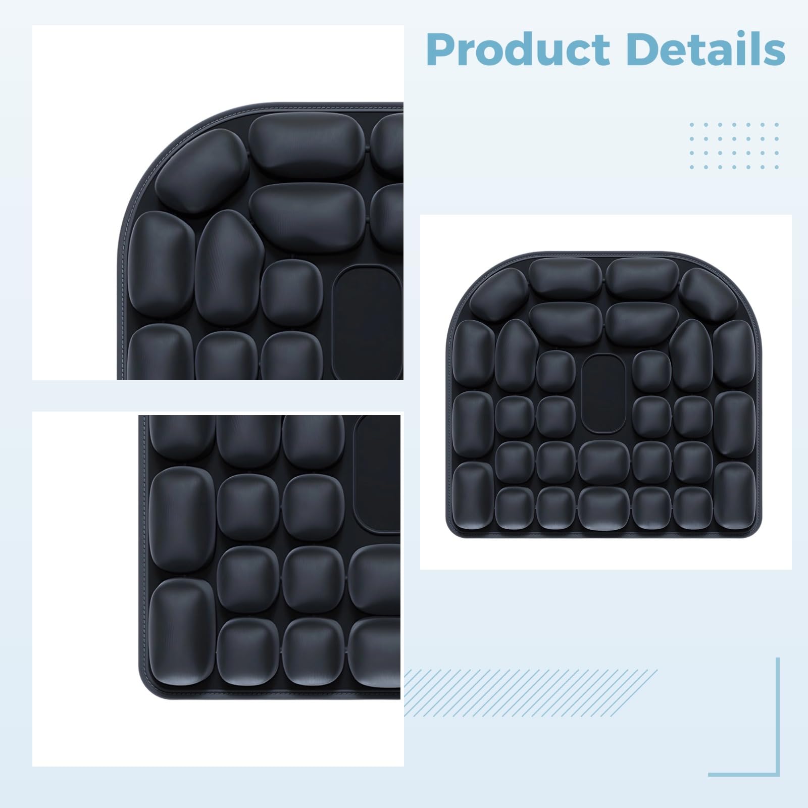 Cuscino per sedia da ufficio, ergonomico e gonfiabile, in TPU, per viaggi, supporto per la pressione e il coccige, design con riduzione della pressione, 47,8 x 43,2 x 5,1 cm, 47,8 x 43,3 x 5 cm