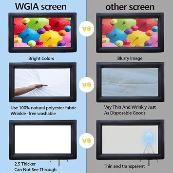 26ft Outdoor Inflatable Movie Screen, Blow Up Projector Screen with Air Blower, Tie-Downs, Repair Kit & Storage Bags, Support Front & Rear Projection Best for Movie Nights Backyards Pool Party