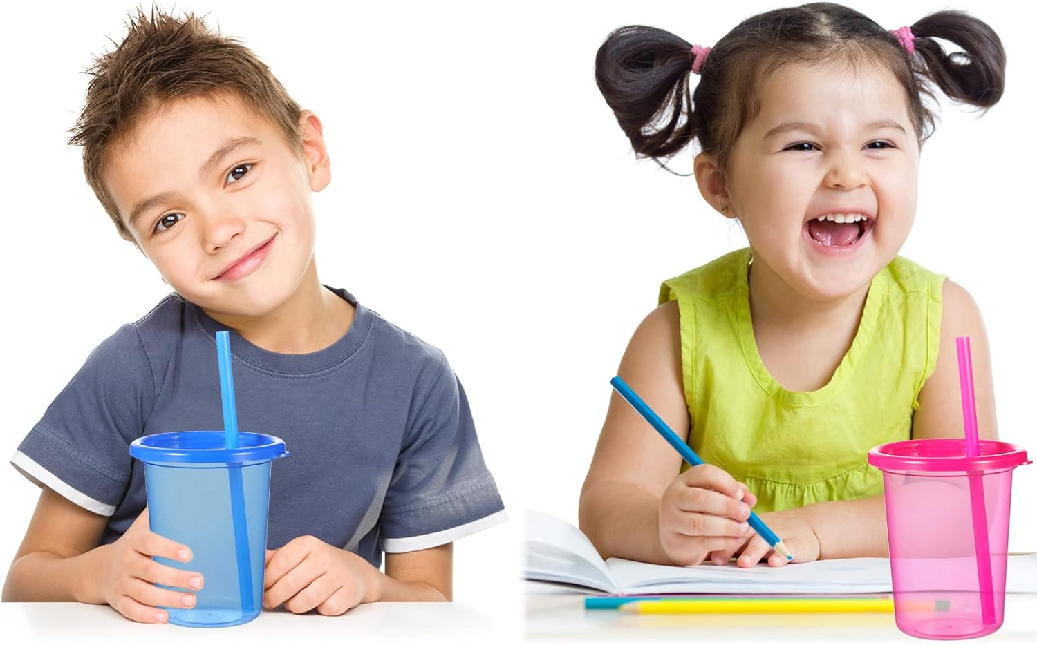 Nuanchu 24 Pcs Cups with Lids and Straws Reusable Tumbler Cups with Self Stickers Plastic Water Bottle Iced Coffee Travel Mug Adults Plastic for Party (Bright Colors) - Image 6