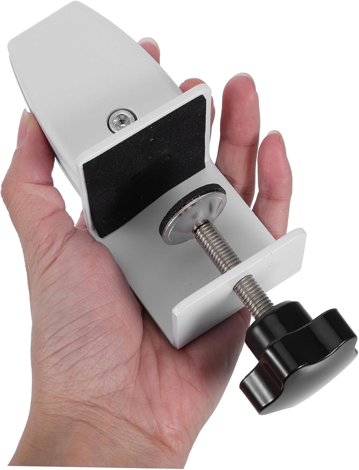 HOMSFOU 4pcs Adjustable Desk Divider Clamp for Privacy Panels Sturdy Sneeze Guard Support Bracket for Office Partitions and Desktop Shields Soft White