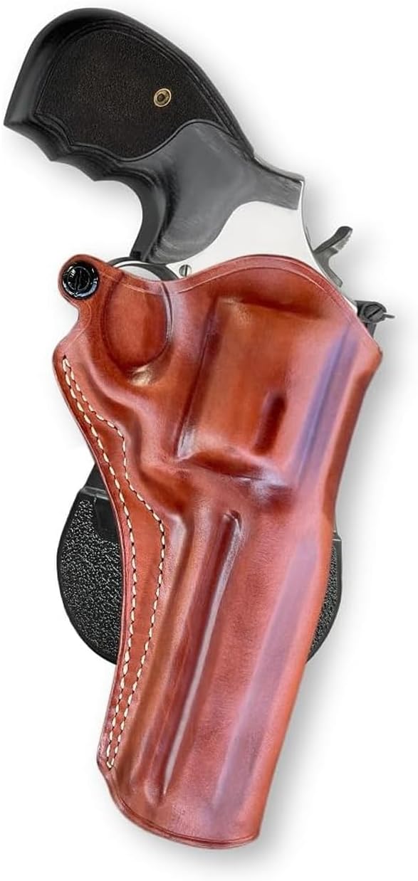 Masc Premium Leather Paddle Holster Open Top Fits, Model 686 Plus 357 Magnum 7RD 5-inch, Right Hand Draw, Brown Color #1510#