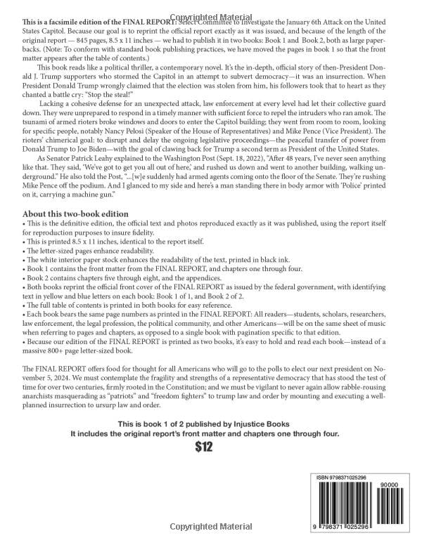 Miniatura 2 de Final Report Select Committee to Investigate the January 6th Attack on the United States Capitol Book 1 of 2 December 2022, 117th Congress Second