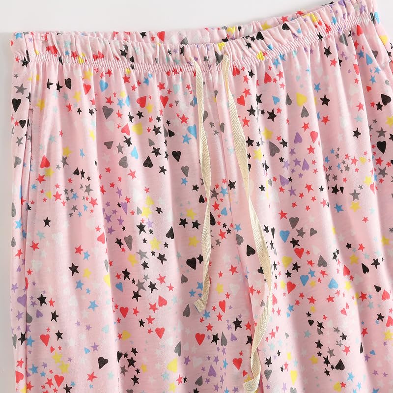 Image of PNAEONG 3 Pack Women Pajama Pants Capri Length Drawstring Pj Bottoms Sleep Lounge Pants with Pockets S-3XL