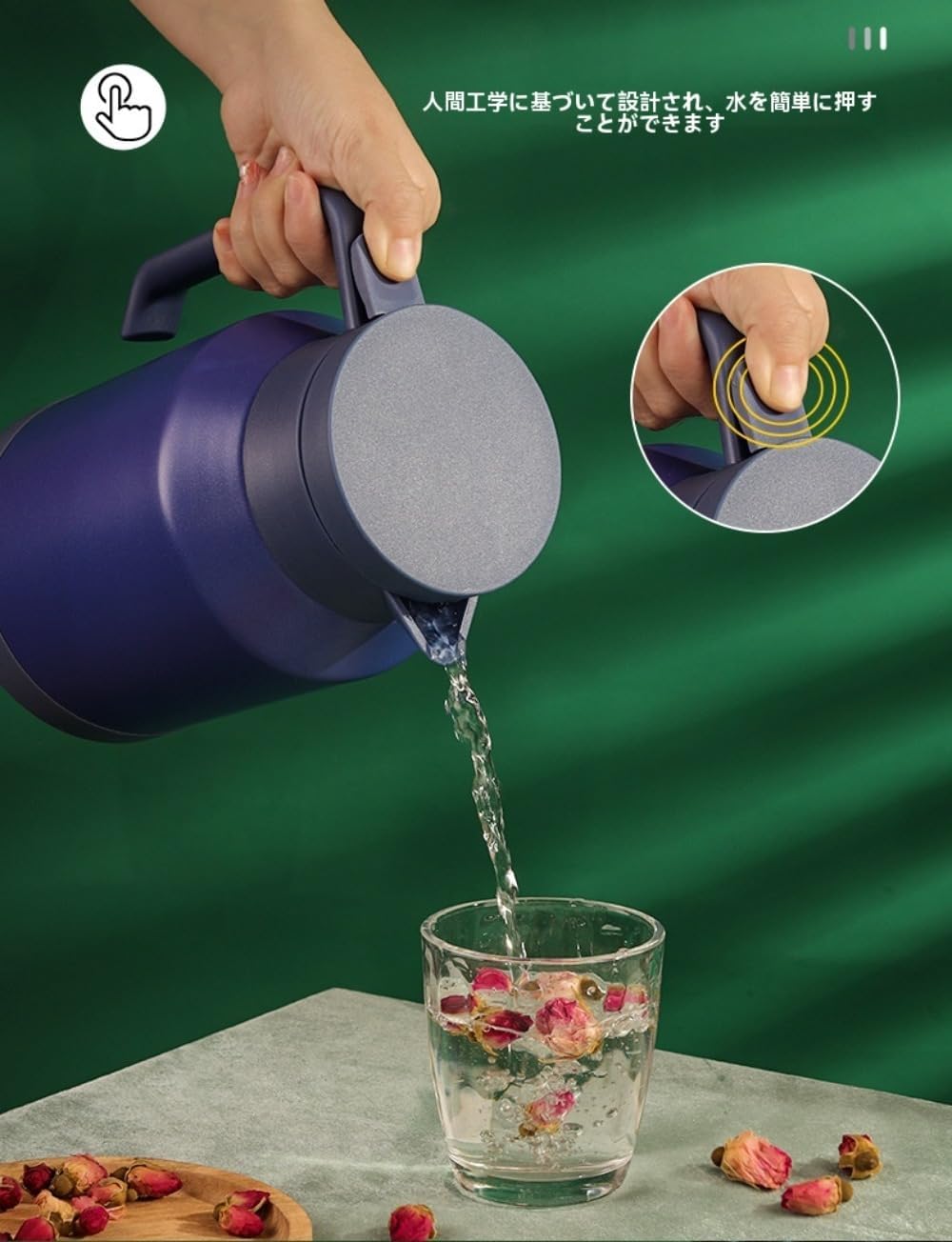 1.5 Lステンレス製魔法瓶、卓上スタイル、大容量、保温長持ち、真空断熱、漏れ防止シール、ワンボタン排水、旅行、アウトドア、家庭用、