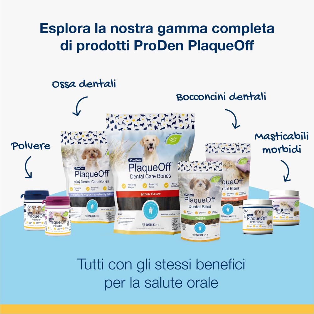 ProDen PlaqueOff 60g per Cani e Gatti – Aiuta a Ridurre Placca, Tartaro e Alito Cattivo – Pulizia Dentale 100% Naturale – Clinicamente Testato