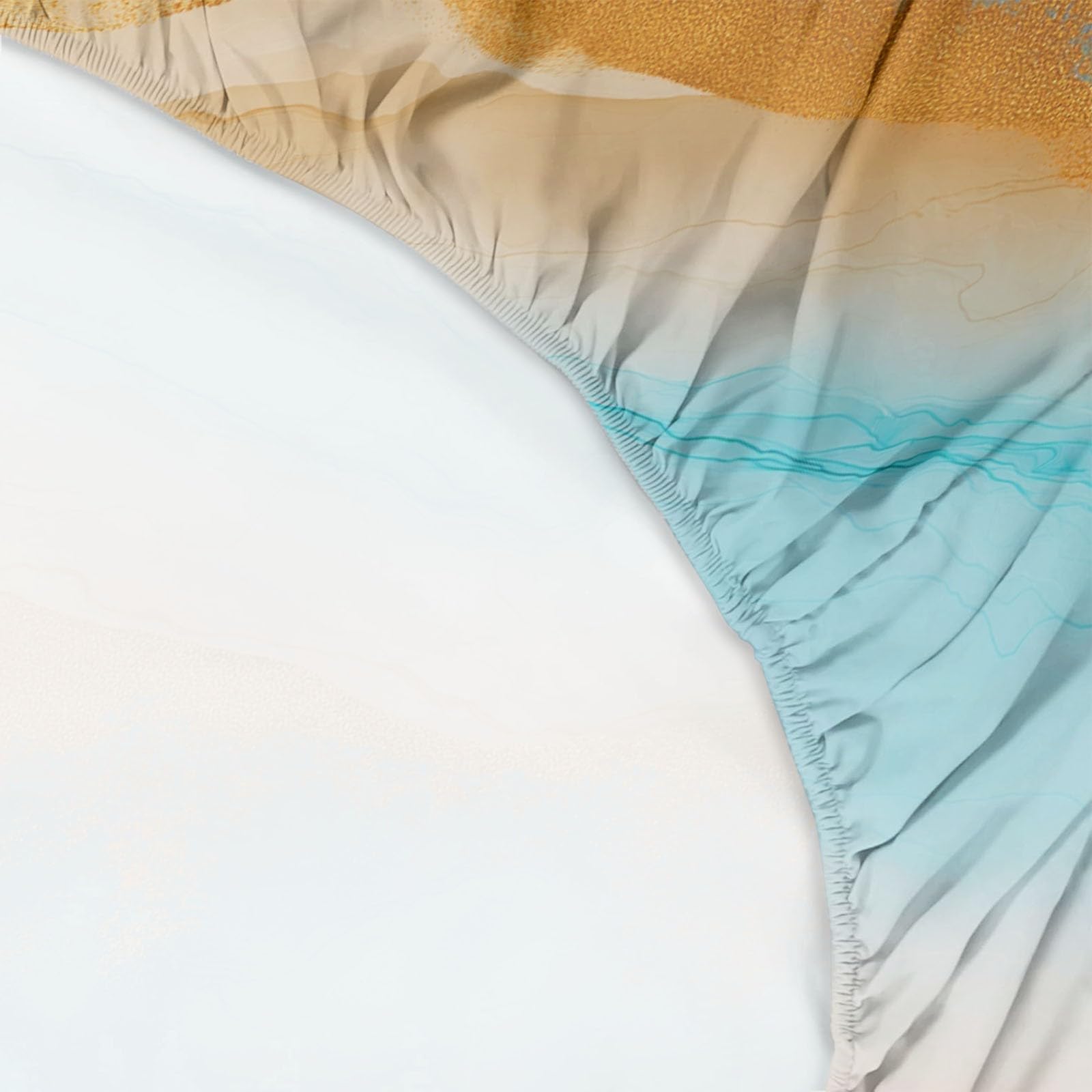 Lapis Cyan Tinte Strand Bedruckte Spannbettlaken 180 x 200 cm, Weiche Atmungsaktivem Tiefe Tasche Spannbetttuch knitterfrei bequem Marmor für Bettw Sche Matratzen bis 30 cm