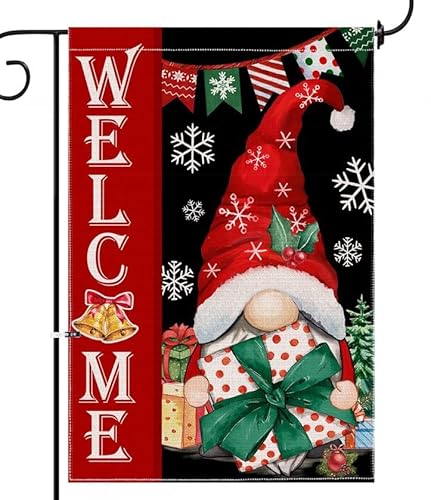 Pinata Winter Garden Flag 12X18 Double Sided, Christmas Flag For Outdoor, Gnomes Welcome Yard Flags For Outside, Buffalo Plaid Christmas Flag, Holiday Banner Outdoor Decoration #TOP15