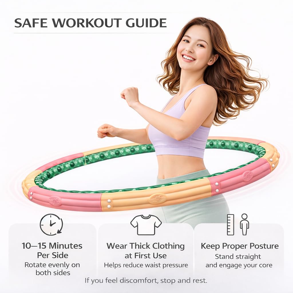 Weighted Fitness Hoop – 3.1kg (6.83lb) Cushioned Exercise Ring for Waist & Core Training, Soft EVA Foam Padding, Detachable 8-Section Design, Home Workout Equipment Made in Korea