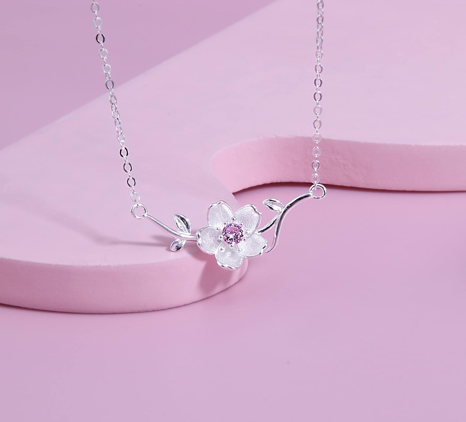 Helen de Lete Women's Sakura Flower On the Tree 925 Sterling Silver Necklace-B - Image 3