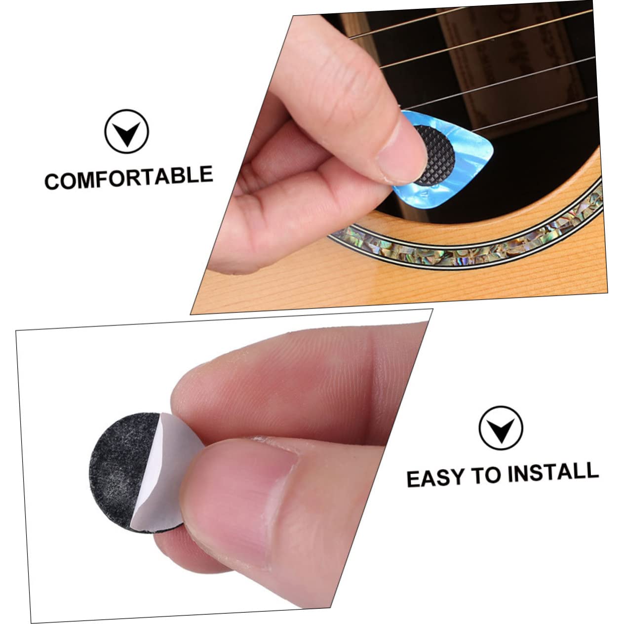 VICASKY 160 piezas de agarre de goma para púas de guitarra, parte antideslizante, duradera, para los amantes de la guitarra, facilita el tocar, accesorios de guitarra perfectos para principiantes y