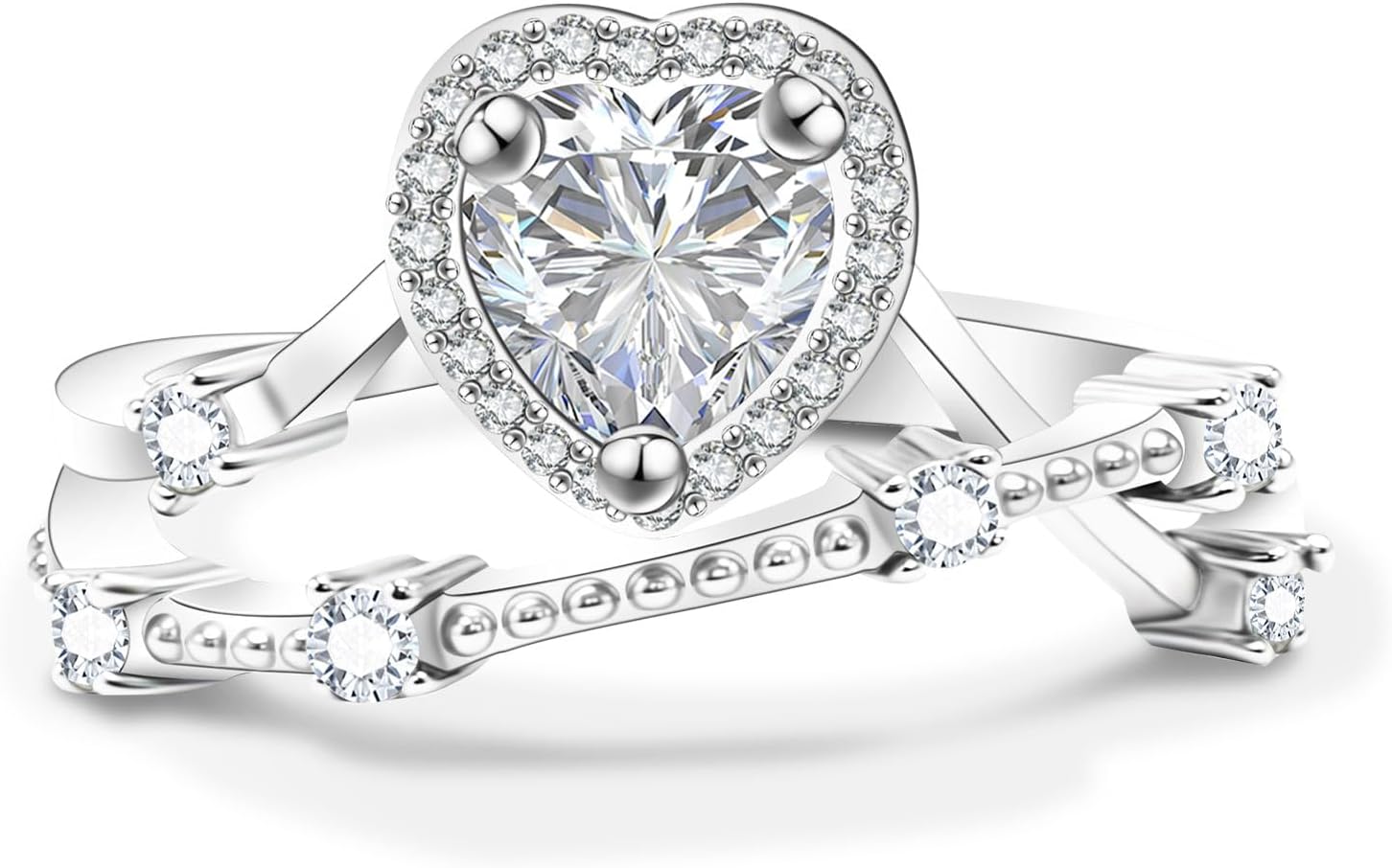 Moissanite Wedding Band for Women 925 Sterling Silver Wedding Rings 1ct D Color VVS1 Lab Created Half Eternity Anniversary Rings for Her 18K White Gold Plated Size 6-8