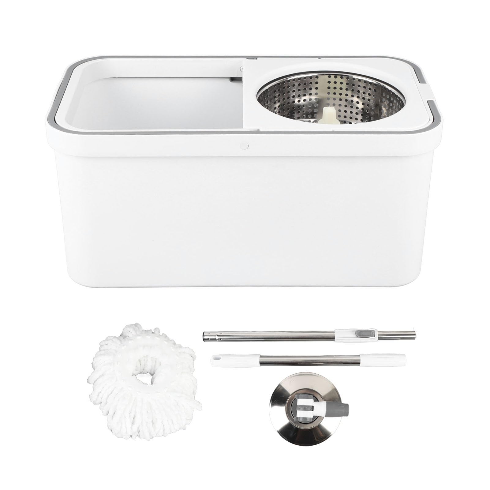 Secchio per mocio rotante in ABS, kit versatile con strizzatore, secchio per mocio rotante con manico per il trasporto per sporco ostinato, polvere, peli di animali domestici, sporcizia