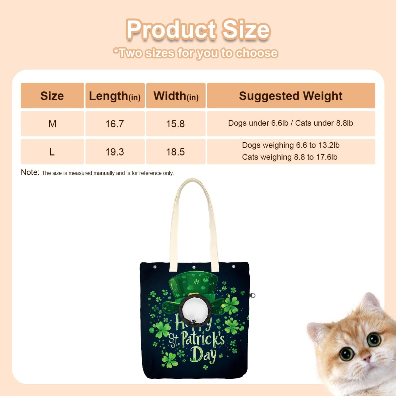 Pet Canvas Shoulder Bag Soft-Sided,Dog Purse Carrier for Small Dogs and Cats, Portable Pet Handbag with Adjustable Hole, Pet Washable Travel Tote Bag,Happy St. Parikh's 16.7''x15.8''