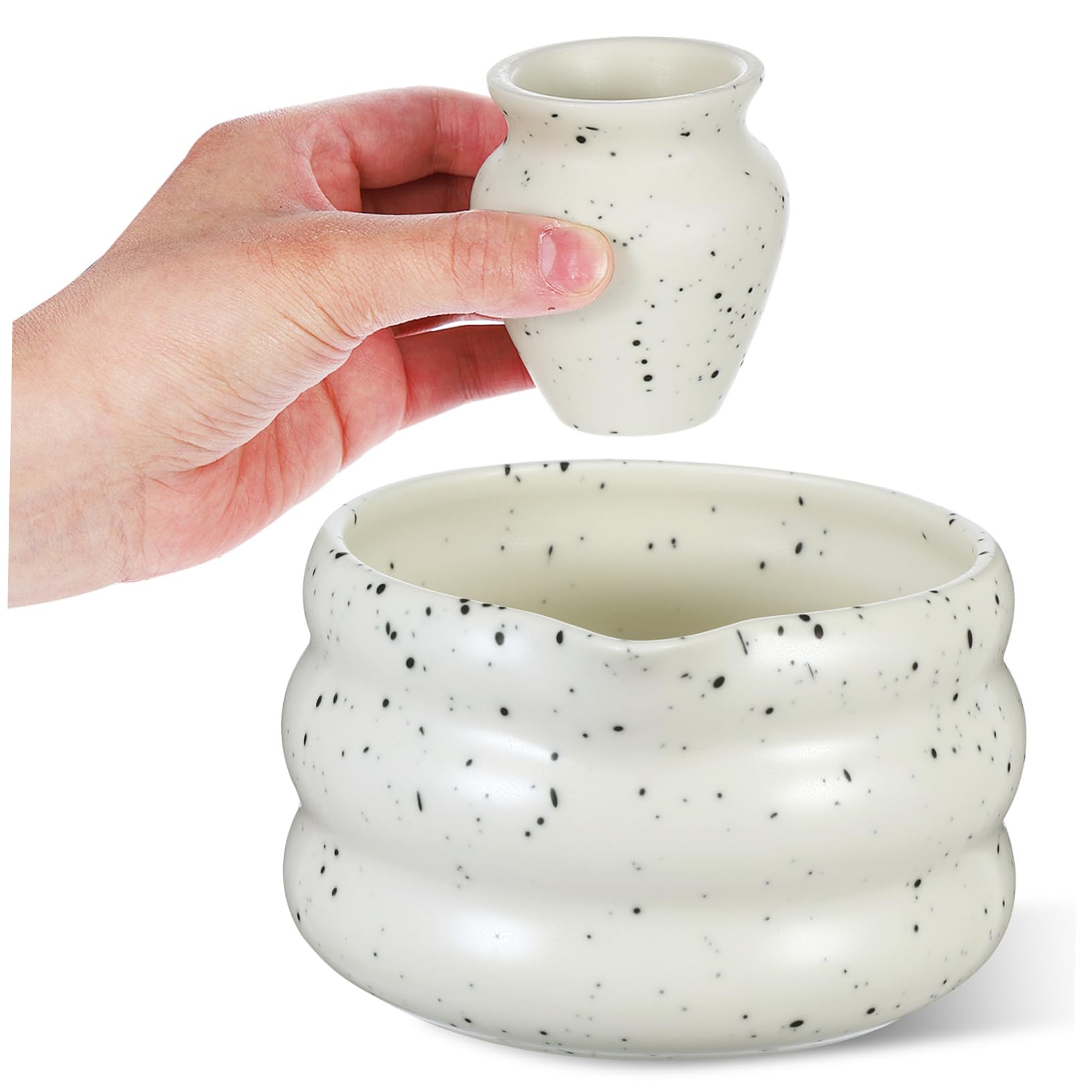 Amosfun 1 Set Elegant Japanese Matcha Tea Set Traditional Ceramic Bowl with Whisk Holder Complete Kit for Tea Lovers Aesthetic Design for Authentic Ceremony