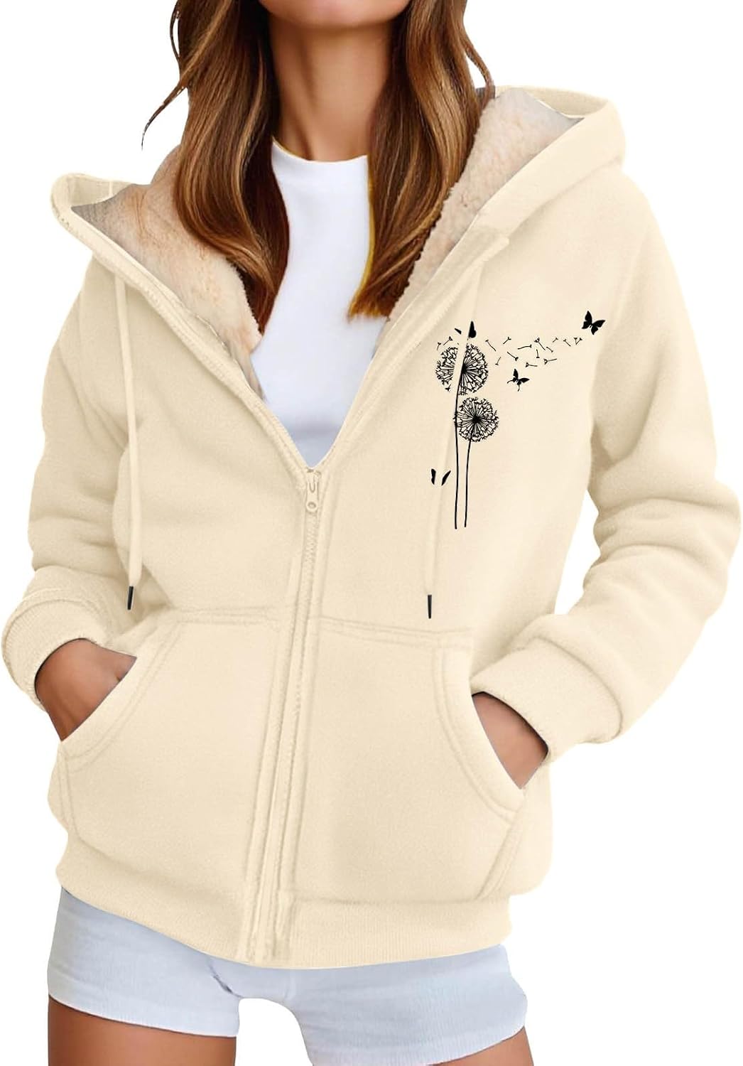 Generisch Felpa con cappuccio da donna, con cappuccio, per autunno e inverno, casual, a maniche lunghe, in cotone, con cerniera, colore marrone, felpa da donna, oversize, con cappuccio, da donna, in