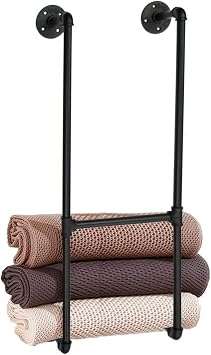 Bathroom Towel Rack, Wall Mounted Industrial Pipe Organizer Holder, Bath Hand Towel Washclothese Storage Holder, RV Camper Organizer Shelf