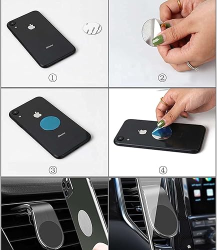 Miniatura 5 de Placa de metal universal con adhesivo para soportes magnéticos de teléfono de automóvil, pared, imanes. Hojas de hierro de disco redondo, plata