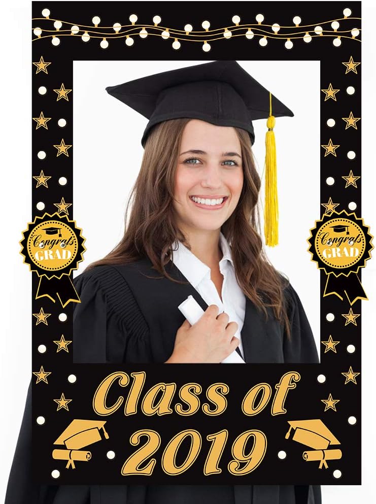 2 in 1 Graduation Photo Booth Props Frame Congratulations 2019 Graduation Party Supplies