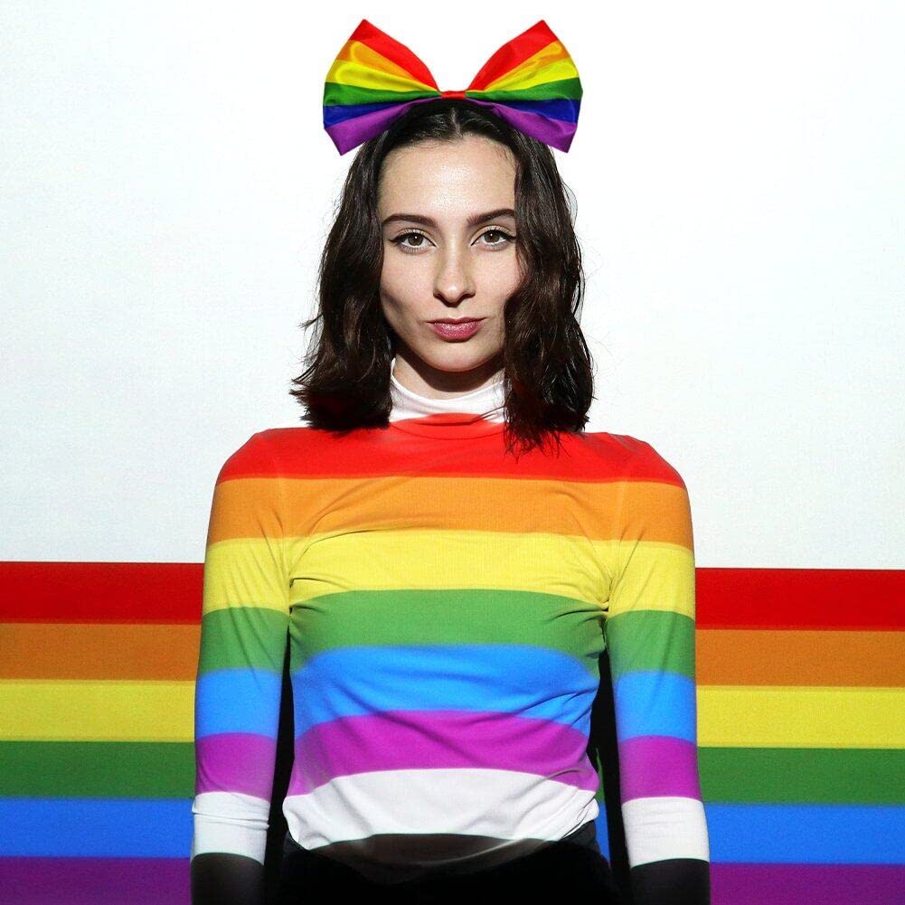 Regenbogen-Stirnband Mit Großer Schleife – Bunt, Elastisch, Für Pride, Party & Alltag