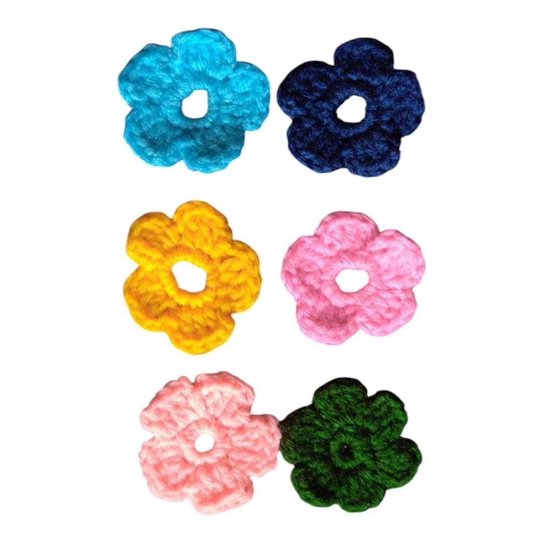 Crochet Flower and Heart Shape Shirt Button Covers, White with Orange Centre, Handmade Decorative Appliques (Multicolor)-image-21