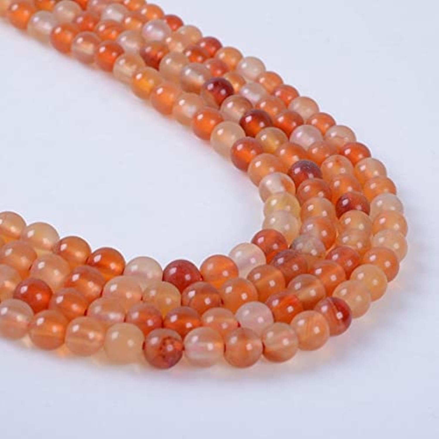 Agate orange 4mm perles rondes naturelles LKBEADS pour création bijoux fil 40cm