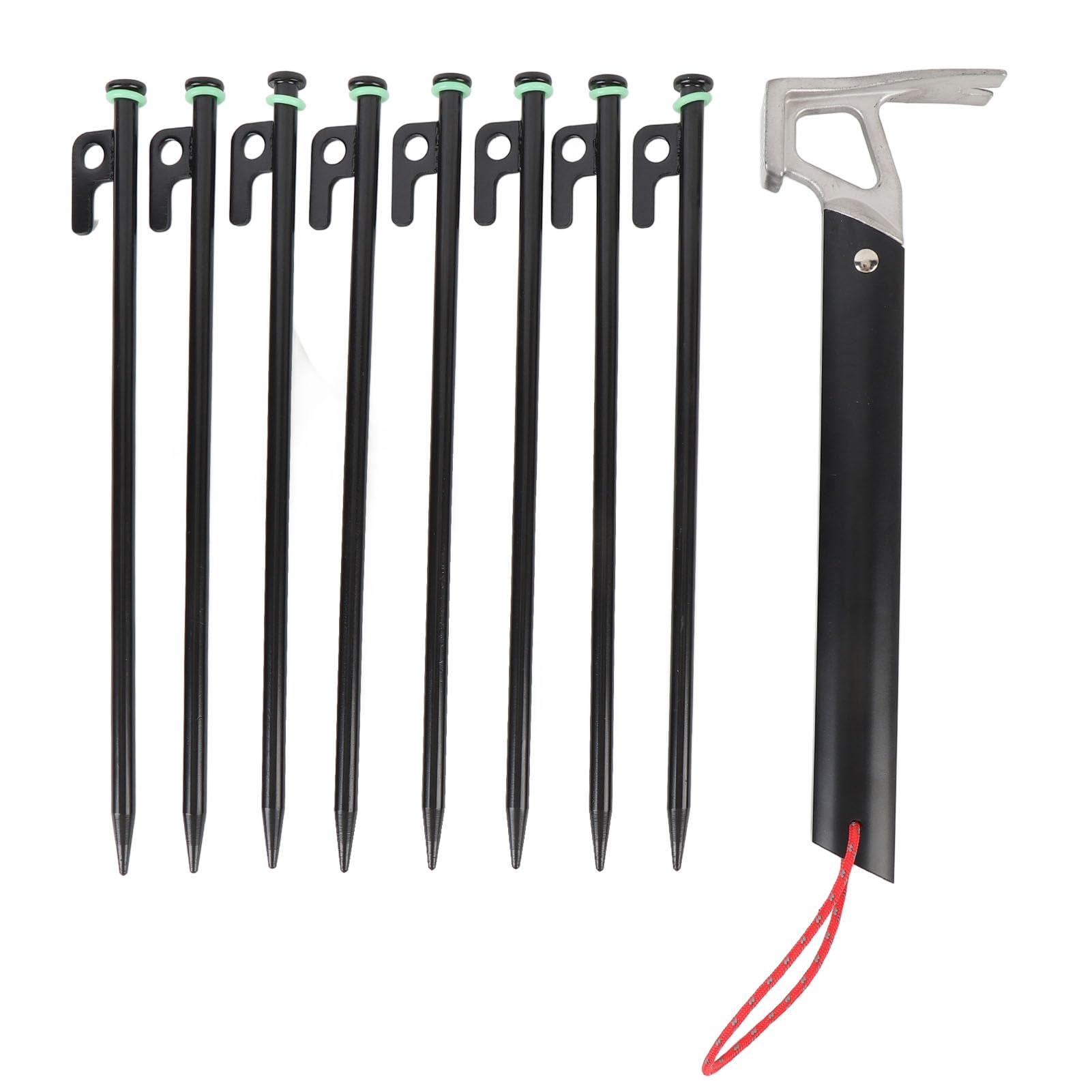 Mehrzweck-Zeltheringe, 30 cm, Leichte Aluminium-Heringe mit 4 Mm Abspannleinen für Sicheres Camping, Wandern und Rucksackreisen (Khaki)